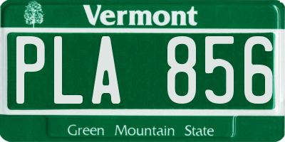 VT license plate PLA856