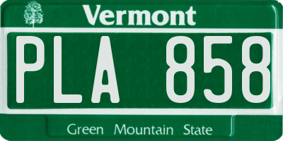 VT license plate PLA858