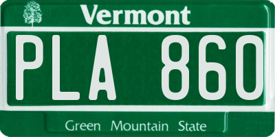 VT license plate PLA860