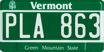 VT license plate PLA863