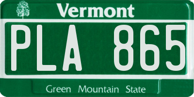 VT license plate PLA865