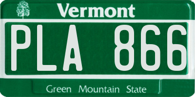 VT license plate PLA866