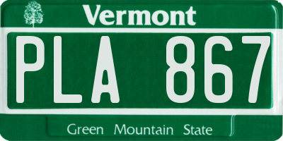 VT license plate PLA867