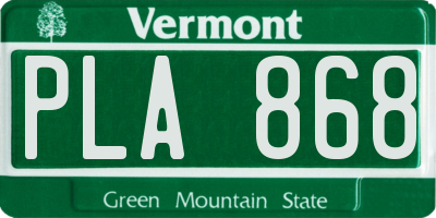 VT license plate PLA868