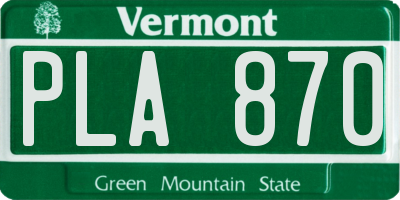 VT license plate PLA870