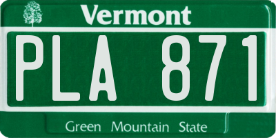 VT license plate PLA871