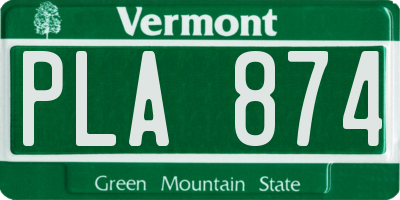 VT license plate PLA874