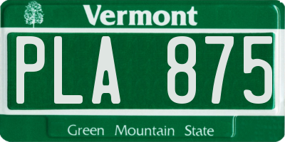 VT license plate PLA875