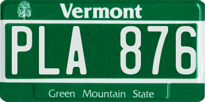 VT license plate PLA876