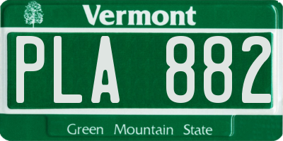 VT license plate PLA882