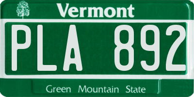 VT license plate PLA892