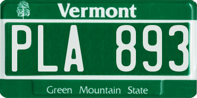 VT license plate PLA893