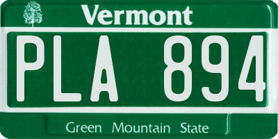 VT license plate PLA894