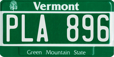 VT license plate PLA896