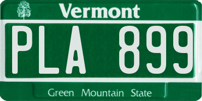 VT license plate PLA899