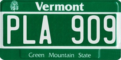 VT license plate PLA909