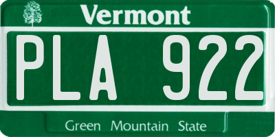 VT license plate PLA922