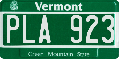 VT license plate PLA923
