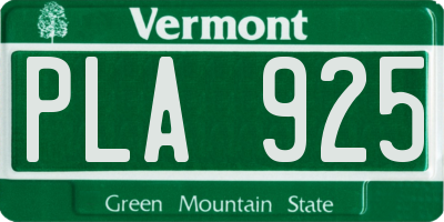VT license plate PLA925