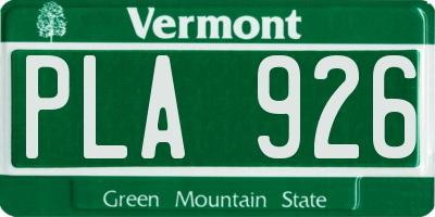 VT license plate PLA926
