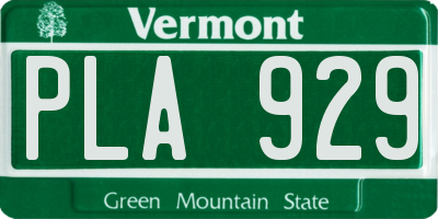 VT license plate PLA929