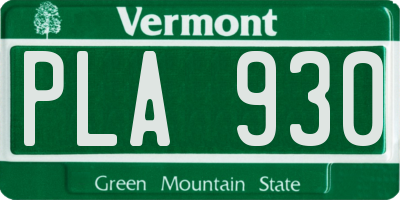 VT license plate PLA930