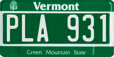 VT license plate PLA931