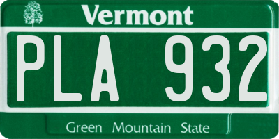 VT license plate PLA932