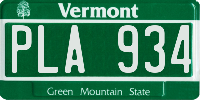 VT license plate PLA934