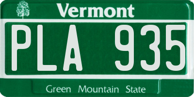 VT license plate PLA935