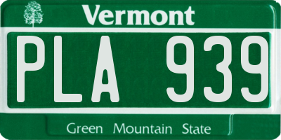 VT license plate PLA939