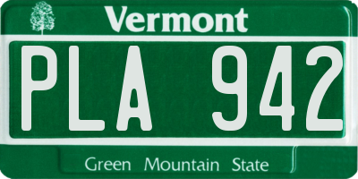 VT license plate PLA942