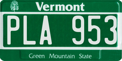 VT license plate PLA953