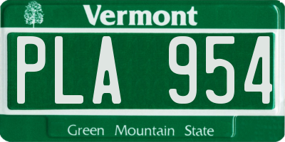 VT license plate PLA954