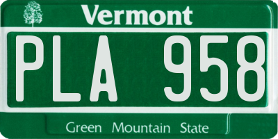 VT license plate PLA958