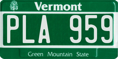 VT license plate PLA959