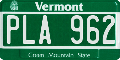 VT license plate PLA962