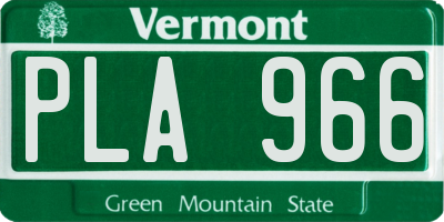 VT license plate PLA966