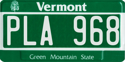 VT license plate PLA968
