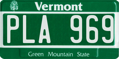 VT license plate PLA969
