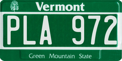 VT license plate PLA972