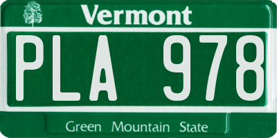 VT license plate PLA978