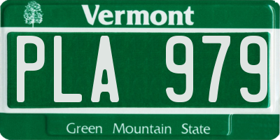 VT license plate PLA979