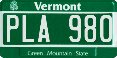 VT license plate PLA980