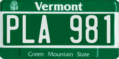 VT license plate PLA981