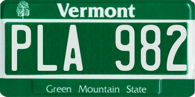 VT license plate PLA982