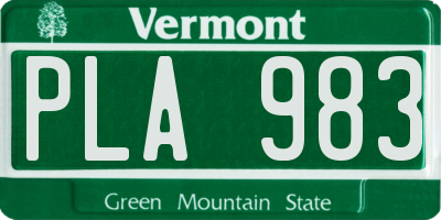 VT license plate PLA983