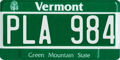 VT license plate PLA984
