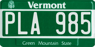 VT license plate PLA985