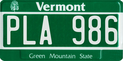 VT license plate PLA986